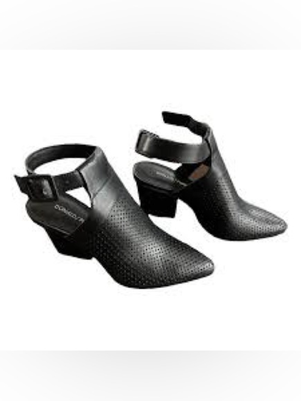 Donald Pliner Varen black calf perforated leather mules